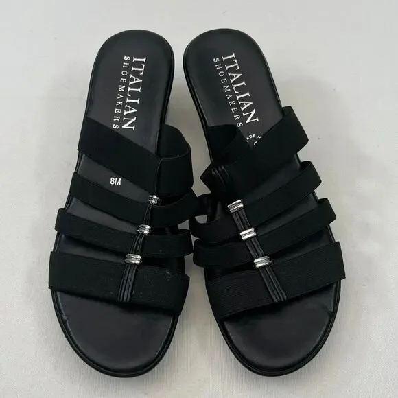Italian Shoemakers Black Elastic Sandals Womens Size 8 - Picture 1 of 8